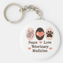 Llavero de la veterinaría del amor de la paz