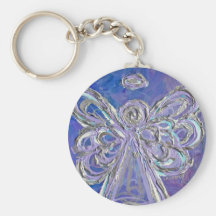 Llavero de plata púrpura del ángel