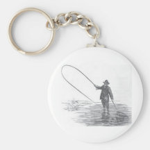 Llavero del arte de la pesca con mosca del vintage