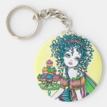 Llavero del arte de la torta de la taza de hadas d