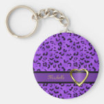 Llavero del corazón del estampado leopardo