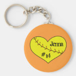 Llavero del corazón del softball de Fastpitch