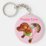 Llavero del Dachshund con el perrito dulce en suét