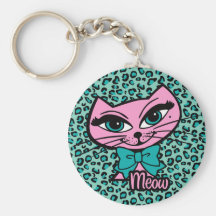 Llavero del gatito del estampado leopardo