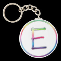 Llavero del monograma del arco iris de E llaveros