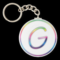 Llavero del monograma del arco iris de G llaveros