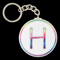 Llavero del monograma del arco iris de H llaveros