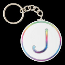 Llavero del monograma del arco iris de J llaveros