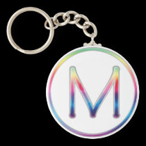 Llavero del monograma del arco iris de M llaveros