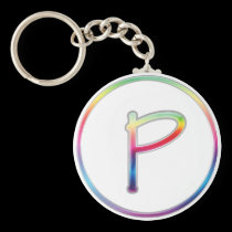 Llavero del monograma del arco iris de P llaveros