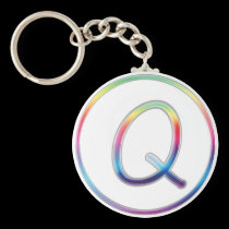 Llavero del monograma del arco iris de Q llaveros