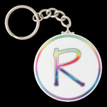 Llavero del monograma del arco iris de R llaveros