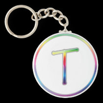 Llavero del monograma del arco iris de T llaveros