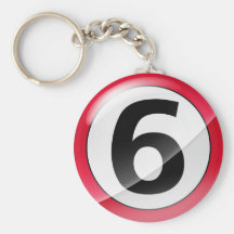 Llavero del rojo del número 6