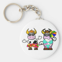 Llavero divertido de los pares de la vaca de la pl