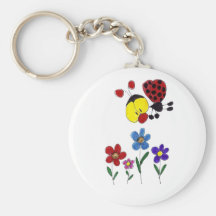 Llavero flores mariquita.