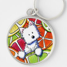 Llavero grande de Westie de la fruta cítrica de Ki