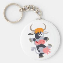 Llavero lindo de la vaca del dibujo animado del ba