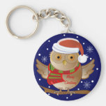 Llavero lindo del navidad con el búho y el texto d