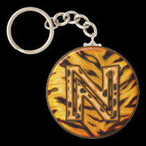 Llavero N del monograma de Tigerskin llaveros