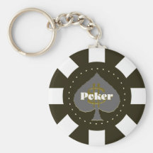 Llavero negro de la ficha de póker