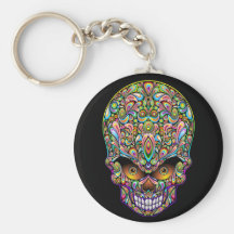Llavero psicodélico del diseño del arte del cráneo