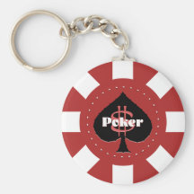 Llavero rojo de la ficha de póker