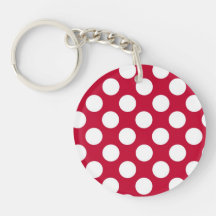 Llavero rojo y blanco de Polkadots