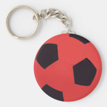Llavero rojo y negro del balón de fútbol
