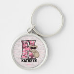 Llavero rosado del monograma "K" de la koala del n