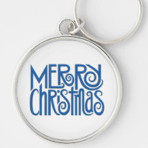 Llavero superior azul de las Felices Navidad