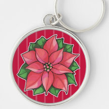 Llavero superior rojo de la alegría del Poinsettia