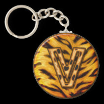 Llavero V del monograma de Tigerskin llaveros