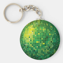 Llavero verde de la bola de discoteca