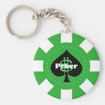 Llavero verde de la ficha de póker