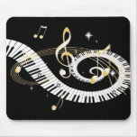 Llaves del piano y notas de oro de la música tapete de ratones