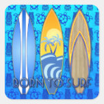 Llevado practicar surf pegatinas cuadradases personalizadas