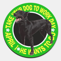 LLEVE SU DOBERMAN EL DÍA DEL TRABAJO PEGATINAS  