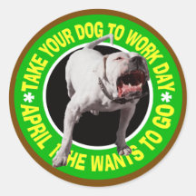 LLEVE SU PITBULL EL DÍA DEL TRABAJO ETIQUETAS REDONDAS