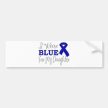 Llevo el azul para mi hija (Blue Ribbon) Pegatina De Parachoque