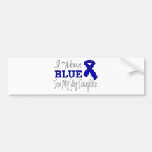 Llevo el azul para mi hijastra (Blue Ribbon) Etiqueta De Parachoque