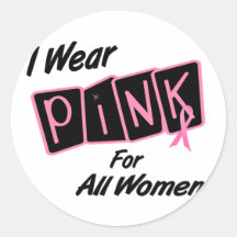 Llevo el rosa para todas las mujeres 8 camisetas d etiquetas redondas