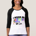 Llevo la cinta del autismo para mi hijo camisetas