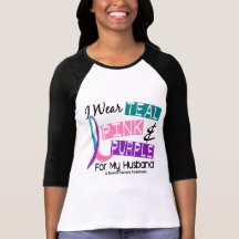 Llevo la cinta del cáncer de tiroides para mi mari camiseta