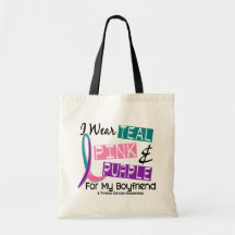 Llevo la cinta del cáncer de tiroides para mi novi bolsa lienzo