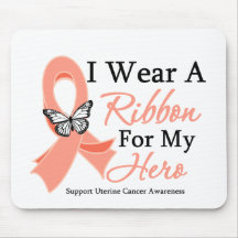 Llevo una cinta para mi cáncer uterino del HÉROE Alfombrillas De Ratones