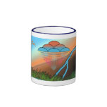 Lluvia del pueblo taza de café