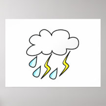 Lluvia y relámpago en tempestad de truenos posters