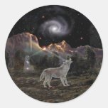 Lobo de la estrella etiqueta redonda