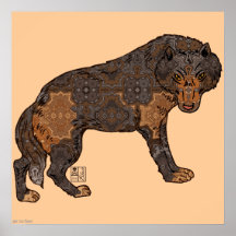 Lobo el mirar fijamente del caleidoscopio de Digit Poster
